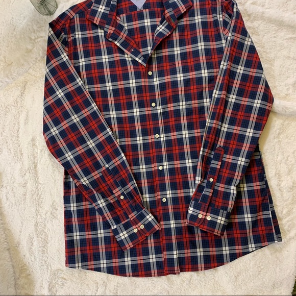 Tommy Hilfiger Other - Tommy Hilfiger Men’s Plaid Button Casual Slim Fit Shirt Red/White/Blue Size L